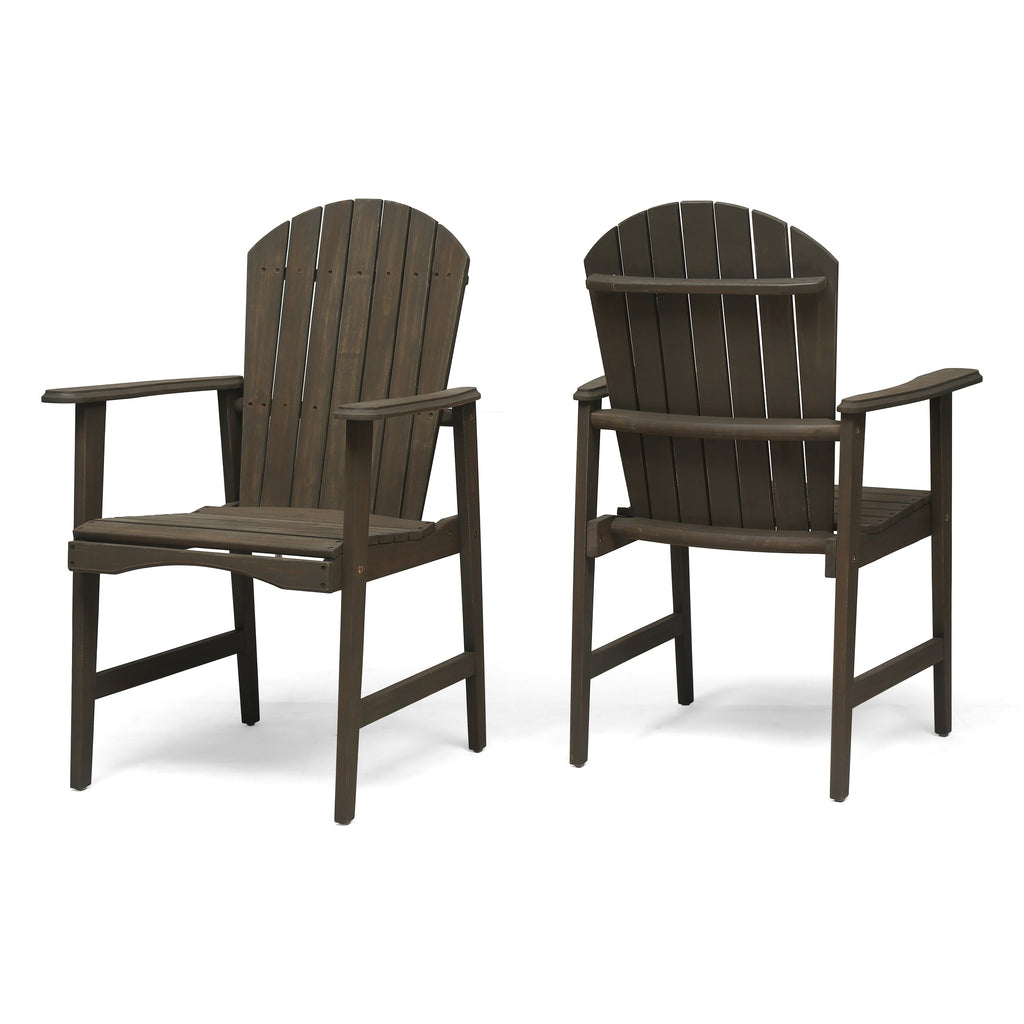 Outdoor Weather Resistant Acacia Wood Adirondack Dining Chairs, Set of 2