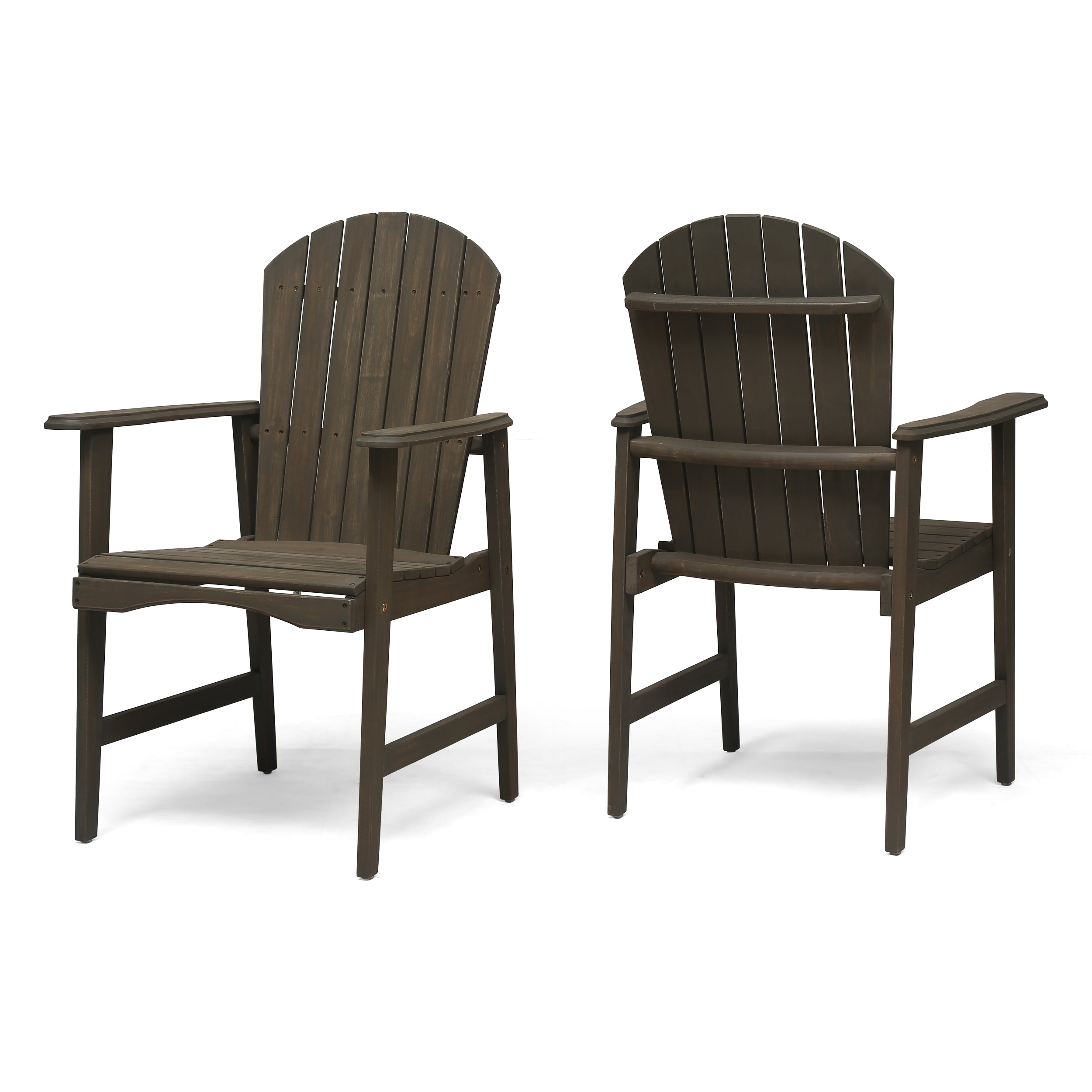 Outdoor Weather Resistant Acacia Wood Adirondack Dining Chairs, Set of 2