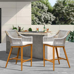 Creation Outdoor Bar Stool with Square Backrest & Adjustable Foot, Set of 2