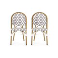 PE Rattan French Bistro Chair with Aluminum Frame, Set of 2