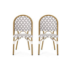 PE Rattan French Bistro Chair with Aluminum Frame, Set of 2