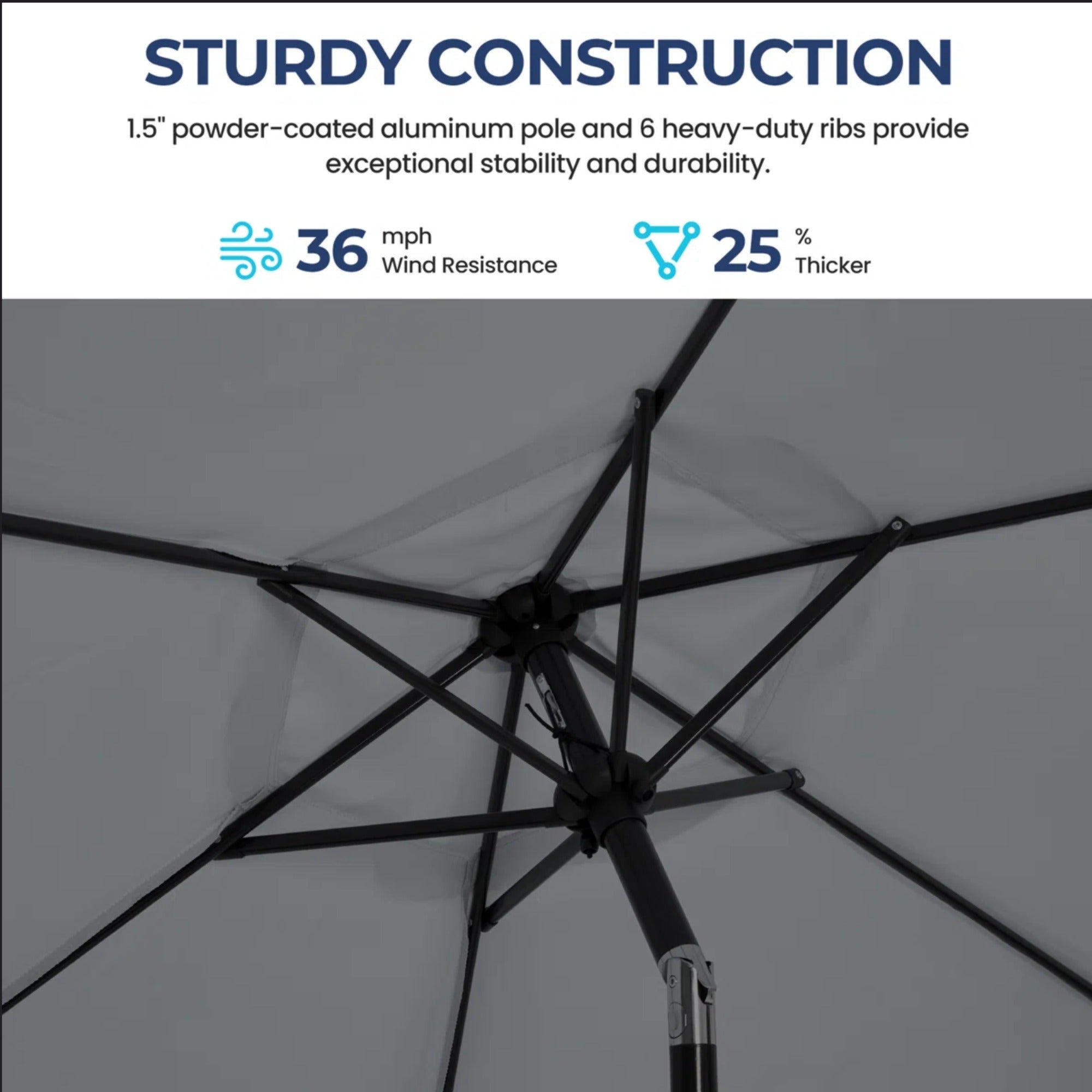 7.5 Feet Market Umbrella with Crank Lift & Tilt, Base Not Included