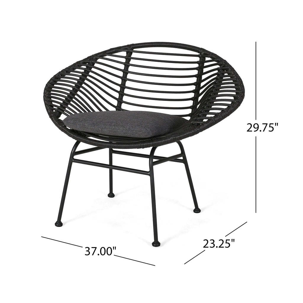 Cordella Outdoor Woven Wicker Chairs with Cushions, Set of 2