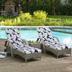 Tropical Indoor/Outdoor Chaise Lounge Chair Cushion with Ties, Set of 2