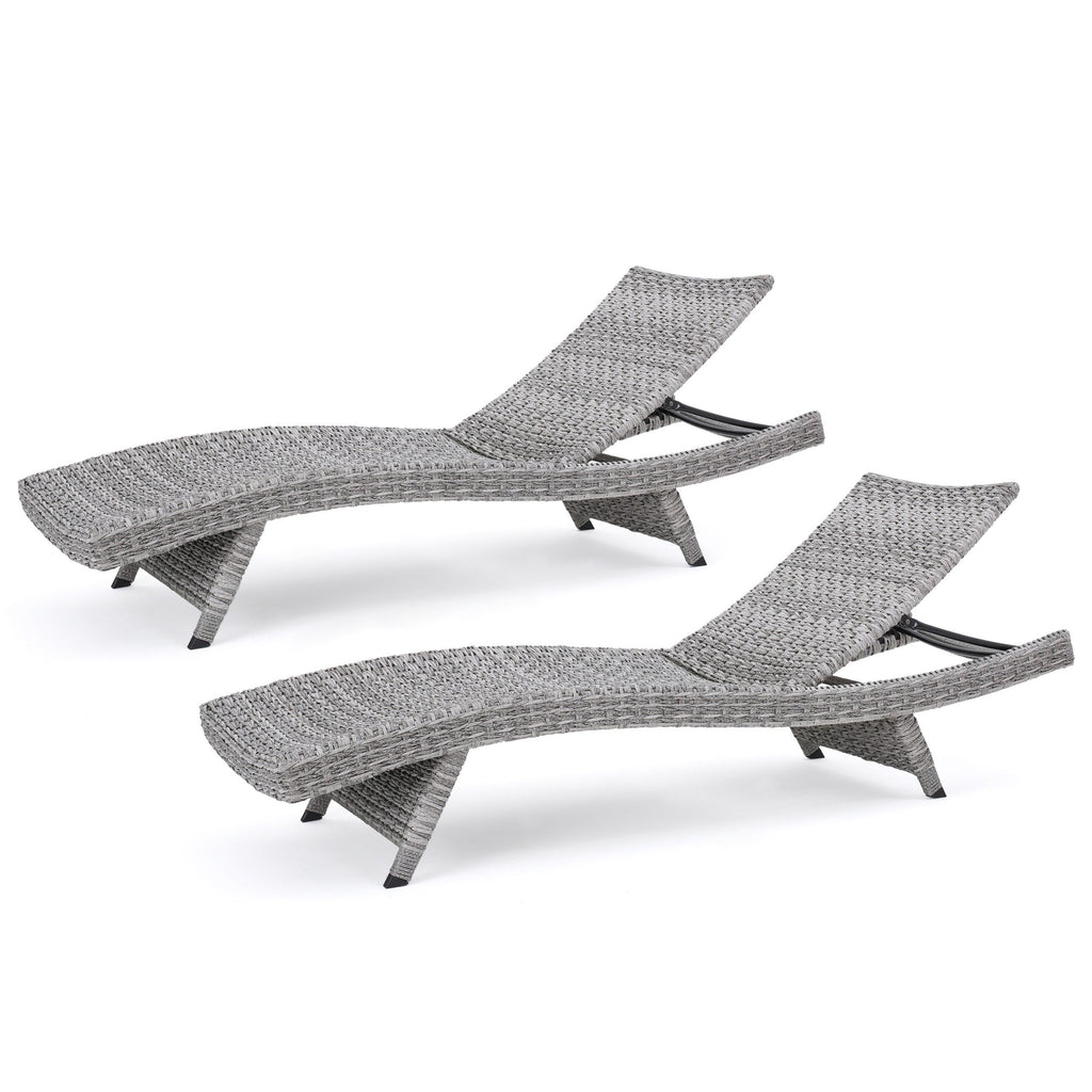 Crete Wicker Chaise Lounge, Set of 2