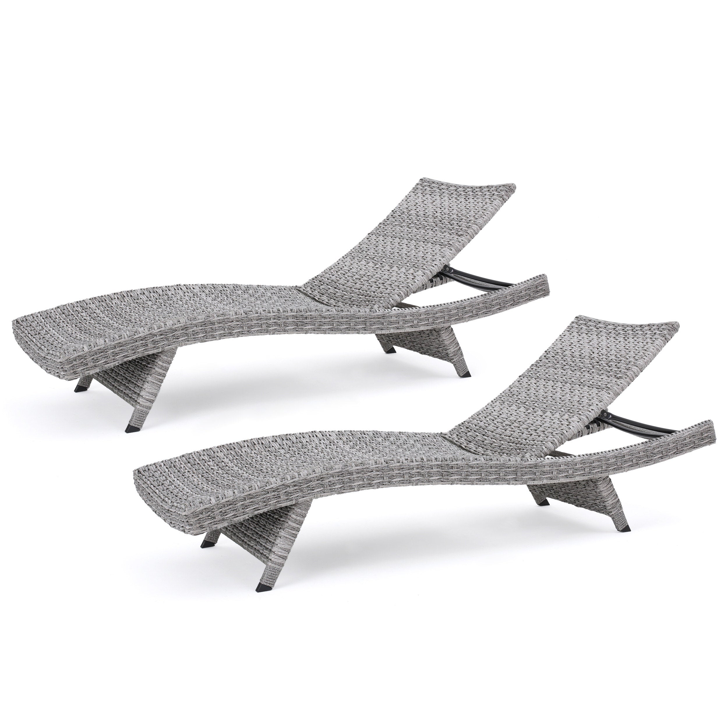 Crete Wicker Chaise Lounge, Set of 2