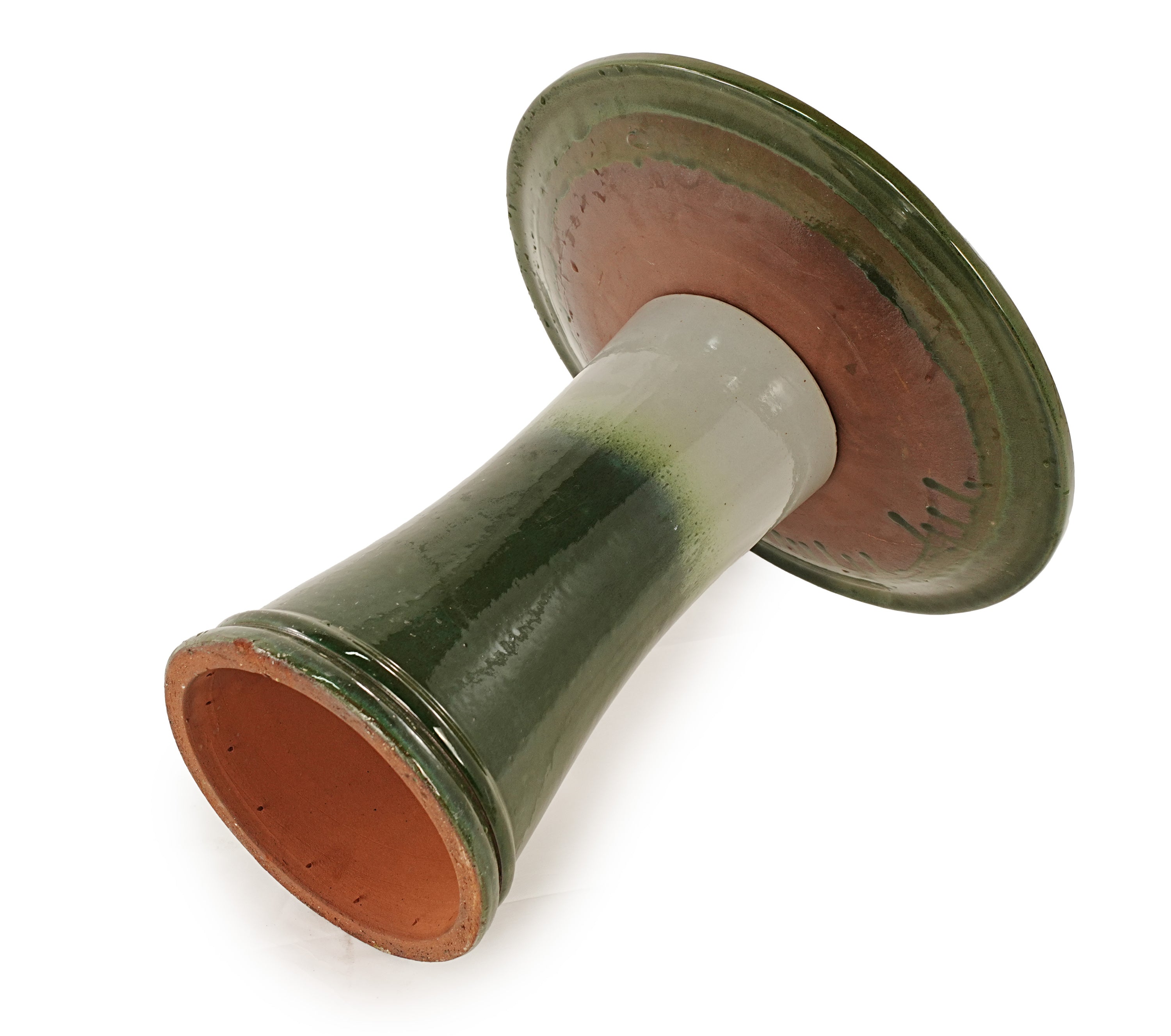 17'' Green Ombre Ceramic Bird Bath