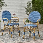 Paul French Bistro Outdoor Dining Chairs, Set of 2 Blue & White