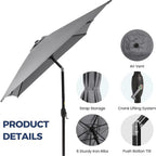 6.5 x 10 ft Rectangular Patio Umbrella with Crank, Base Not Included