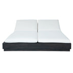 Adjustable Acacia Wood Low-Profile Double Sunlounge with Cushion