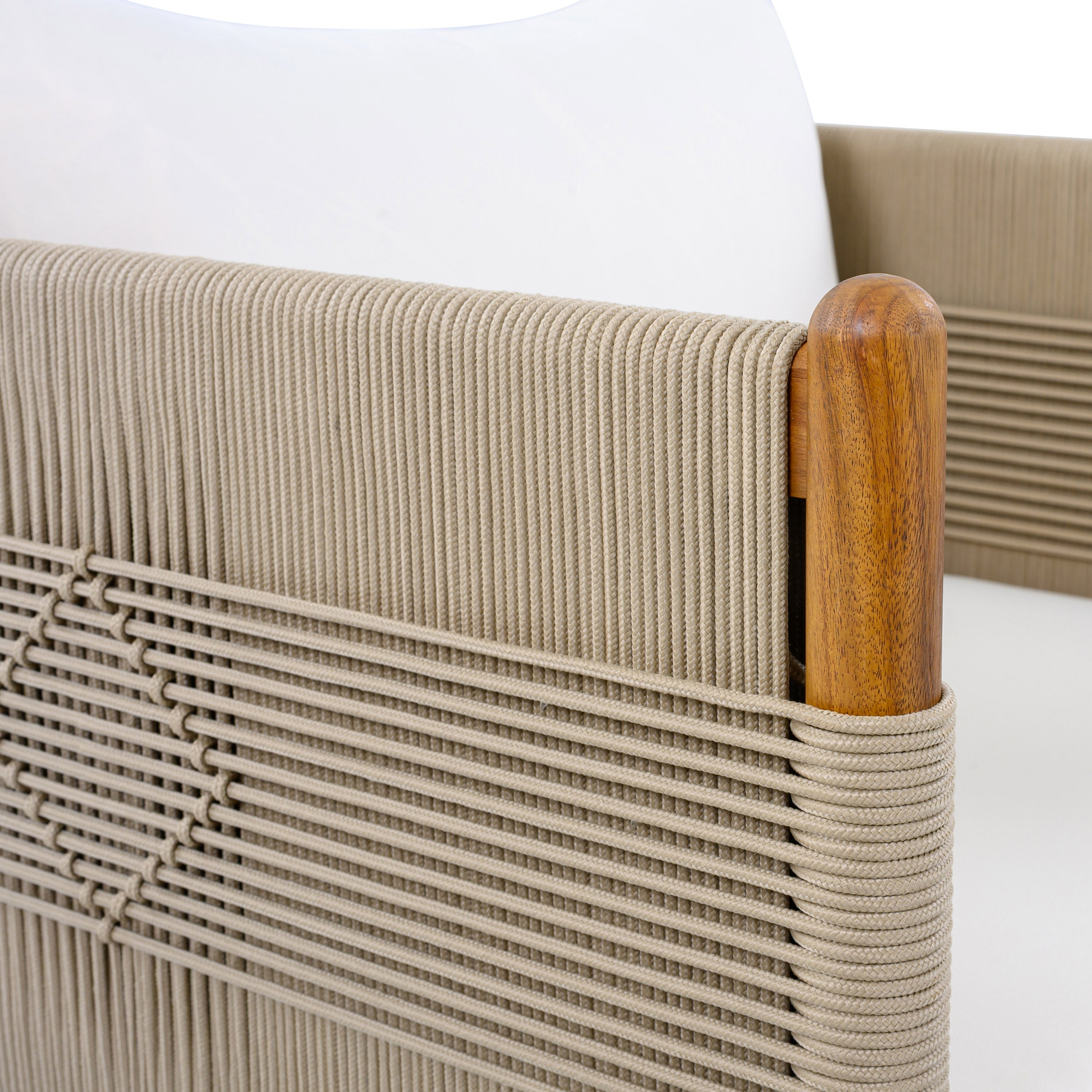 Seabrook Acacia Wood Outdoor Club Chair with Diamond Rope Weave & Cushions