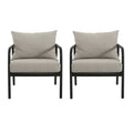 Outdoor Club Chair with Aluminum Frame, Padded Seat and back Cushions, Set of 2