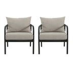 Outdoor Club Chair with Aluminum Frame, Padded Seat and back Cushions, Set of 2