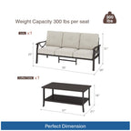 Marisol 5 Piece Metal Patio Furniture Set with 3 Seater Sofa