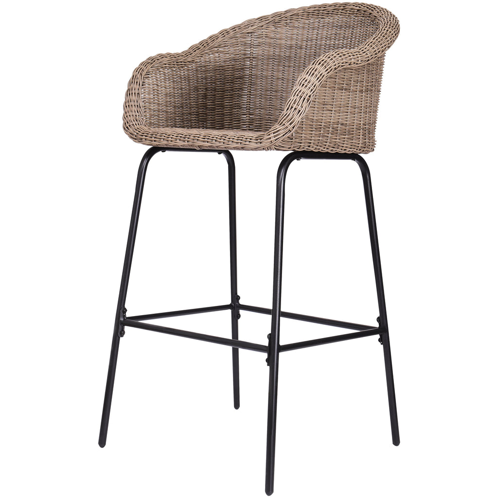 Ladd Outdoor Metal Wicker Barstool, Set of 2