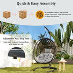 Folding Hanging Swinging Egg Chair with Stand & Tufted Cushion