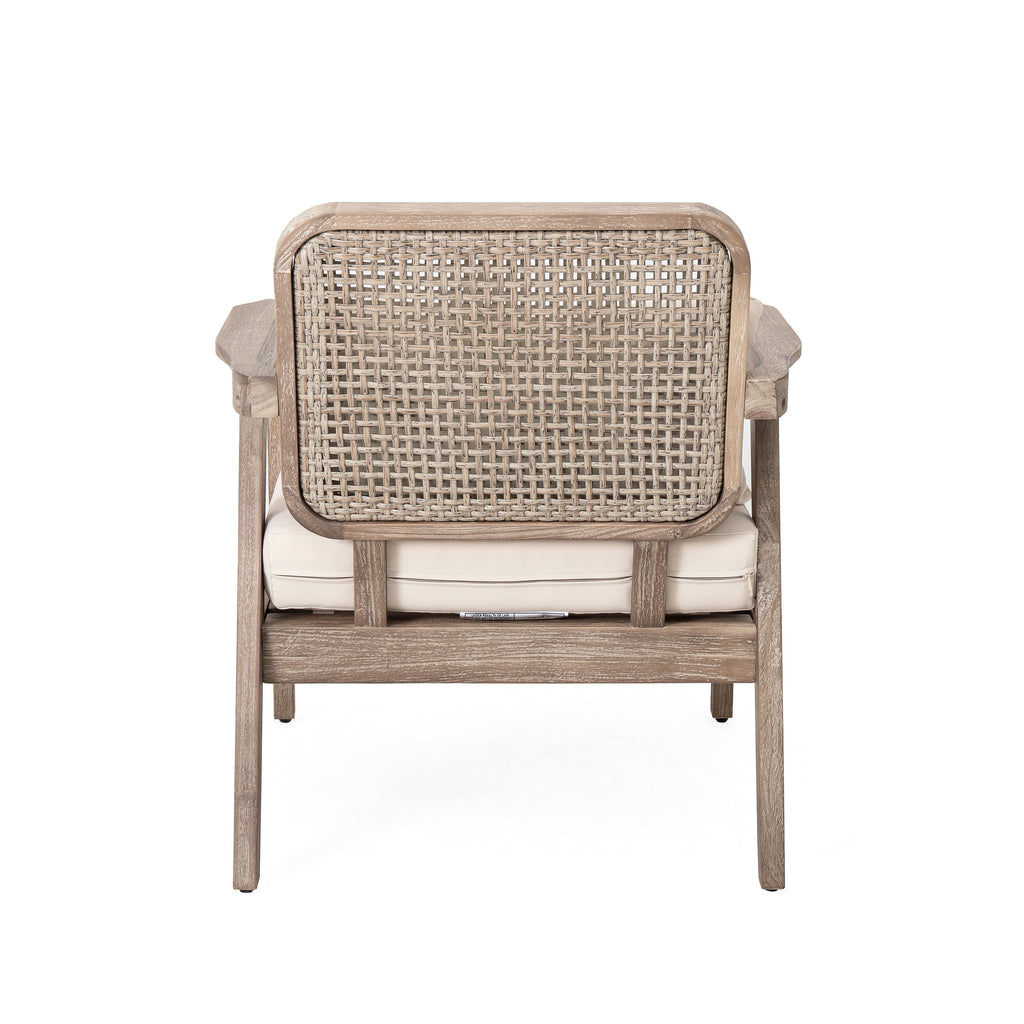 Outdoor Club Chair with Weaving Pattern Back and Deep Seat Cushion, Set of 2