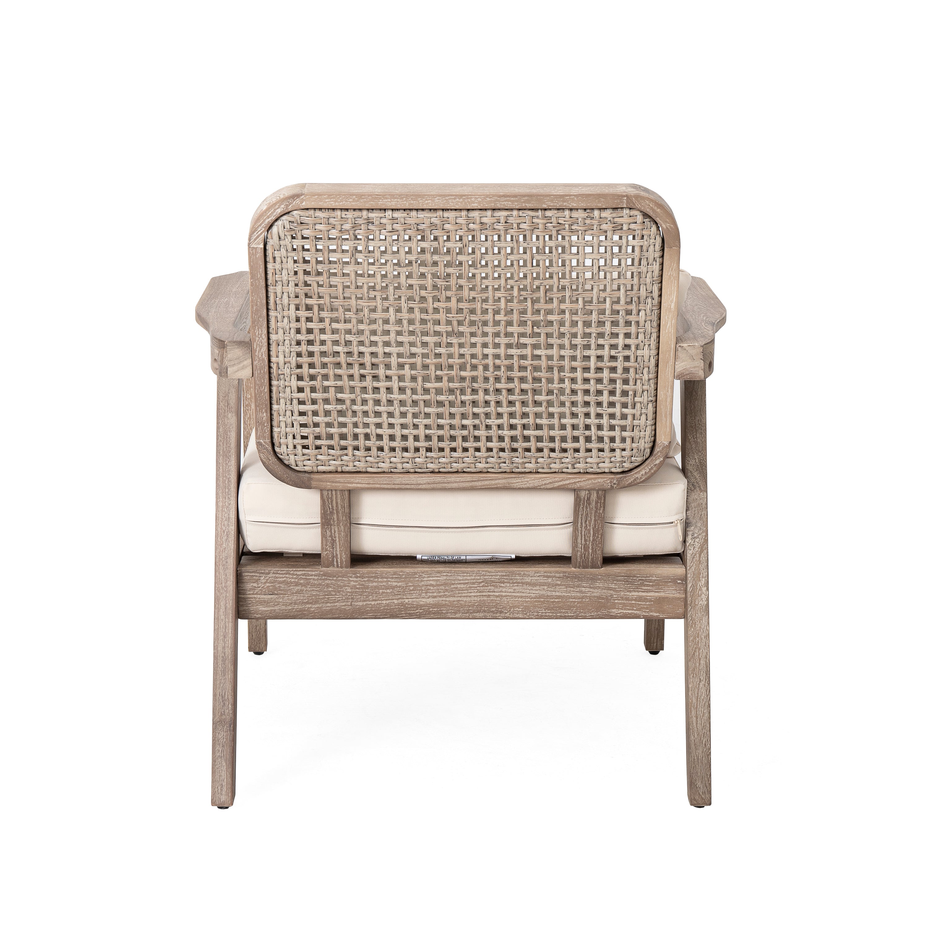 Outdoor Club Chair with Weaving Pattern Back and Deep Seat Cushion, Set of 2