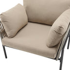 Brisa Outdoor Modern Iron Lounge Chair with Rope Weave