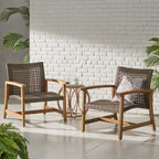 Hampton Outdoor Rattan & Acacia Wood Wicker Club Chairs, Set of 2