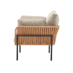 Brisa Outdoor Modern Iron Lounge Chair with Rope Weave