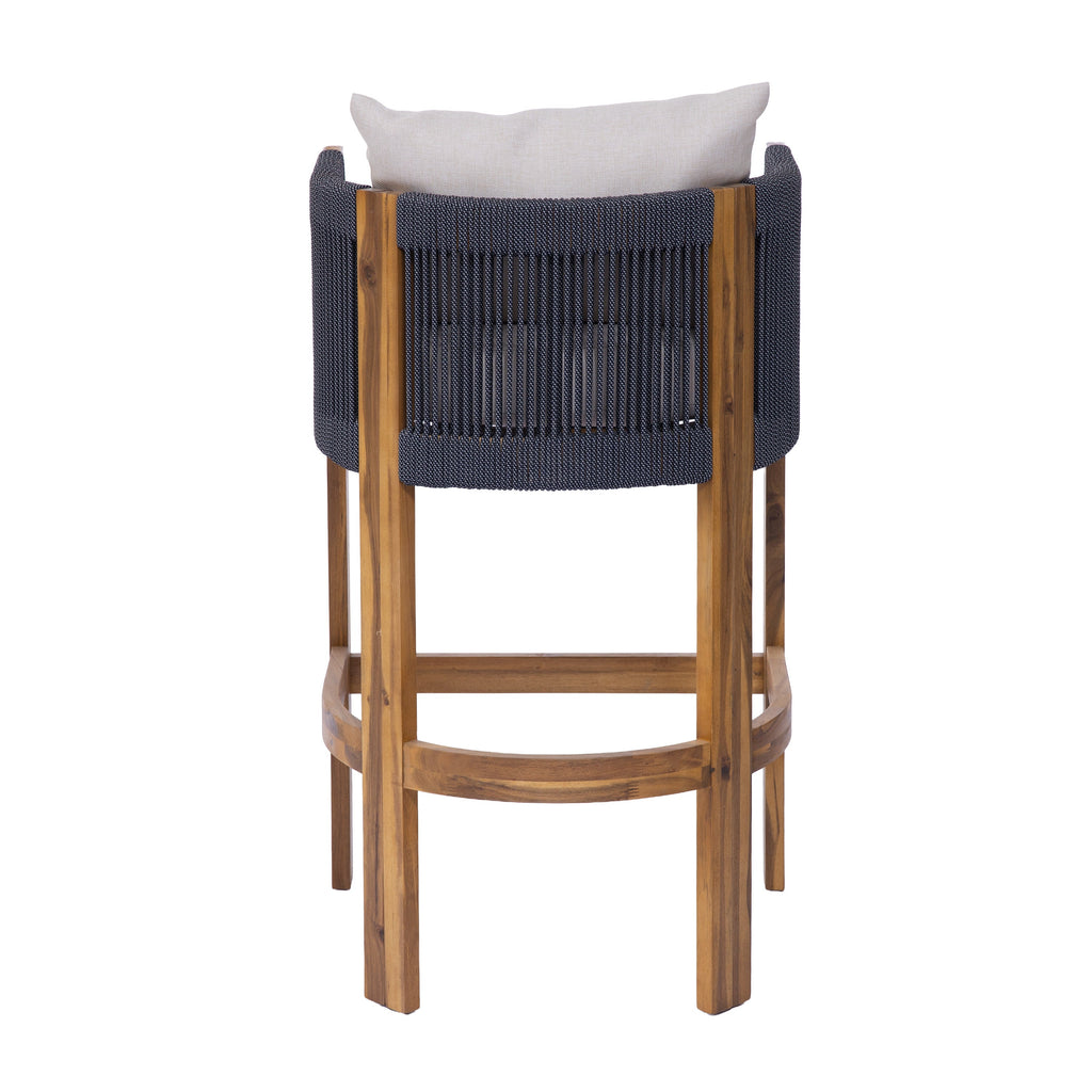 Matera Outdoor Wood & Rope Barstools, Set of 2