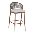 Outdoor Metal Frame Stools with Scallop-Shaped Backrest & Water-Resistant Cushions, Set of 2