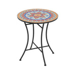 3-Piece Outdoor Chat Set with Ornate Open Scroll Pattern and Ceramic Table Top