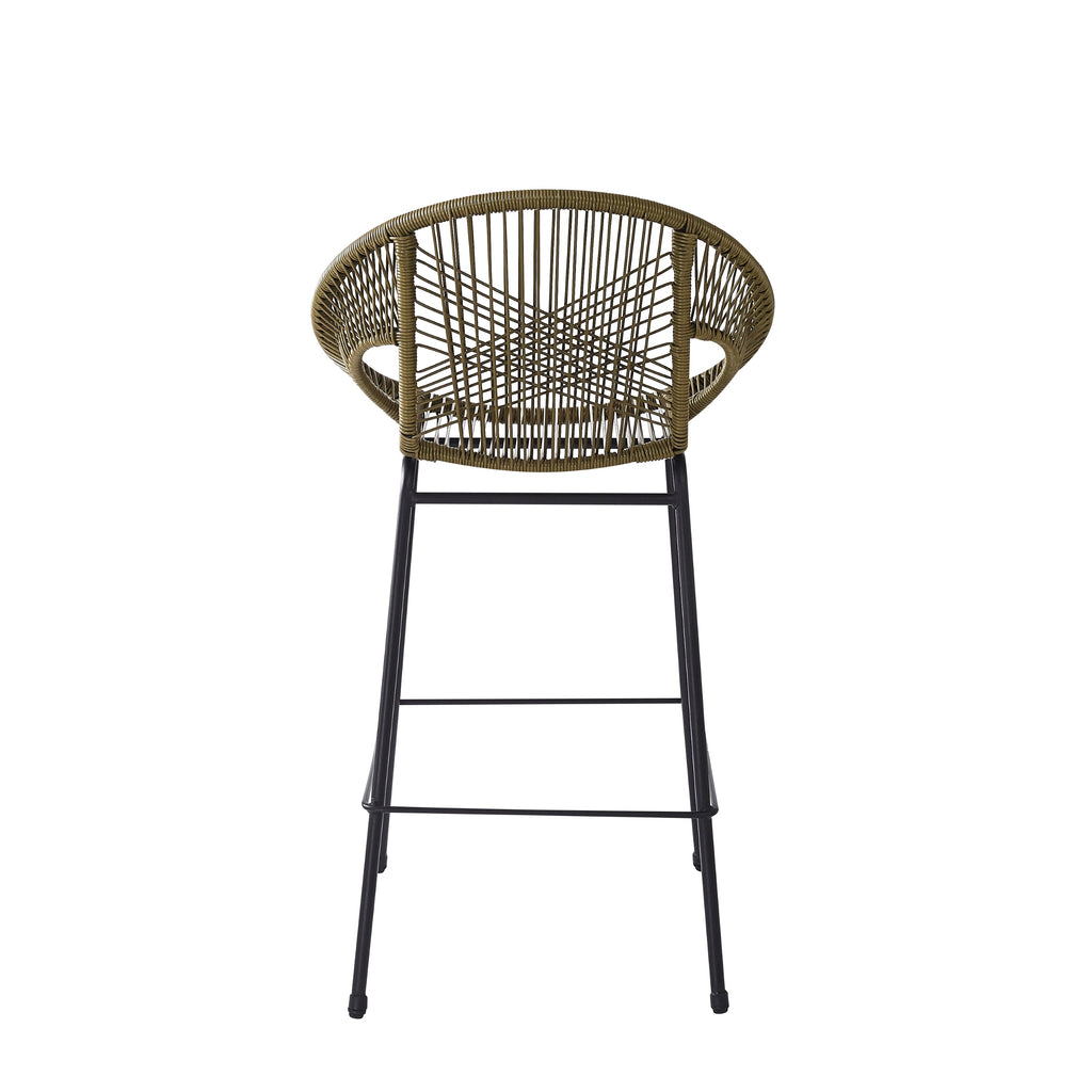Entwined Outdoor Bar Stool with Ergonomic Design and Footrest, Set of 2