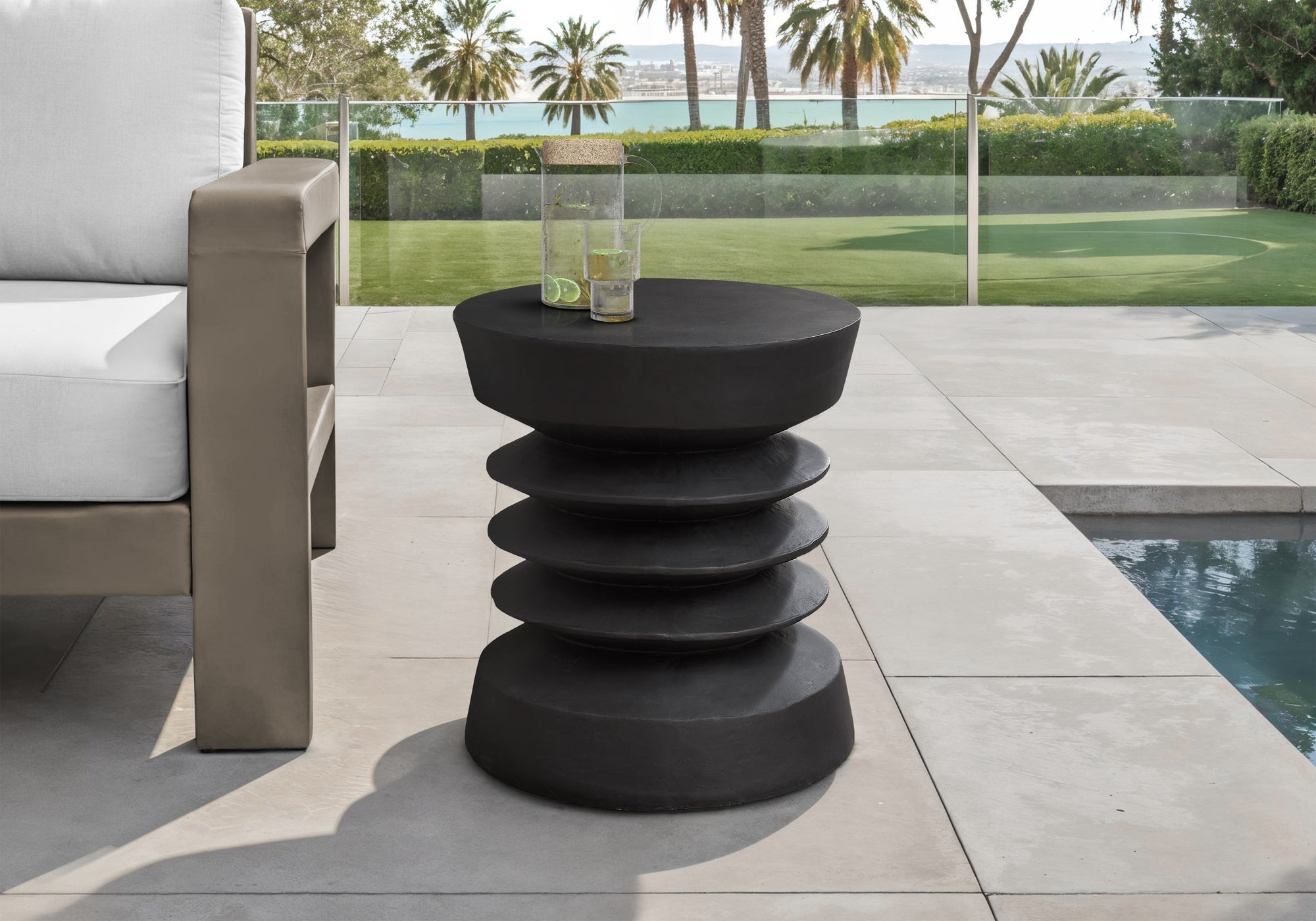 Modern Drum Indoor Outdoor Accent Table