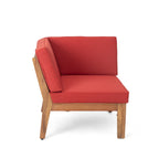 Grenada Outdoor Acacia Wood U-Shape Armless Sectional Sofa