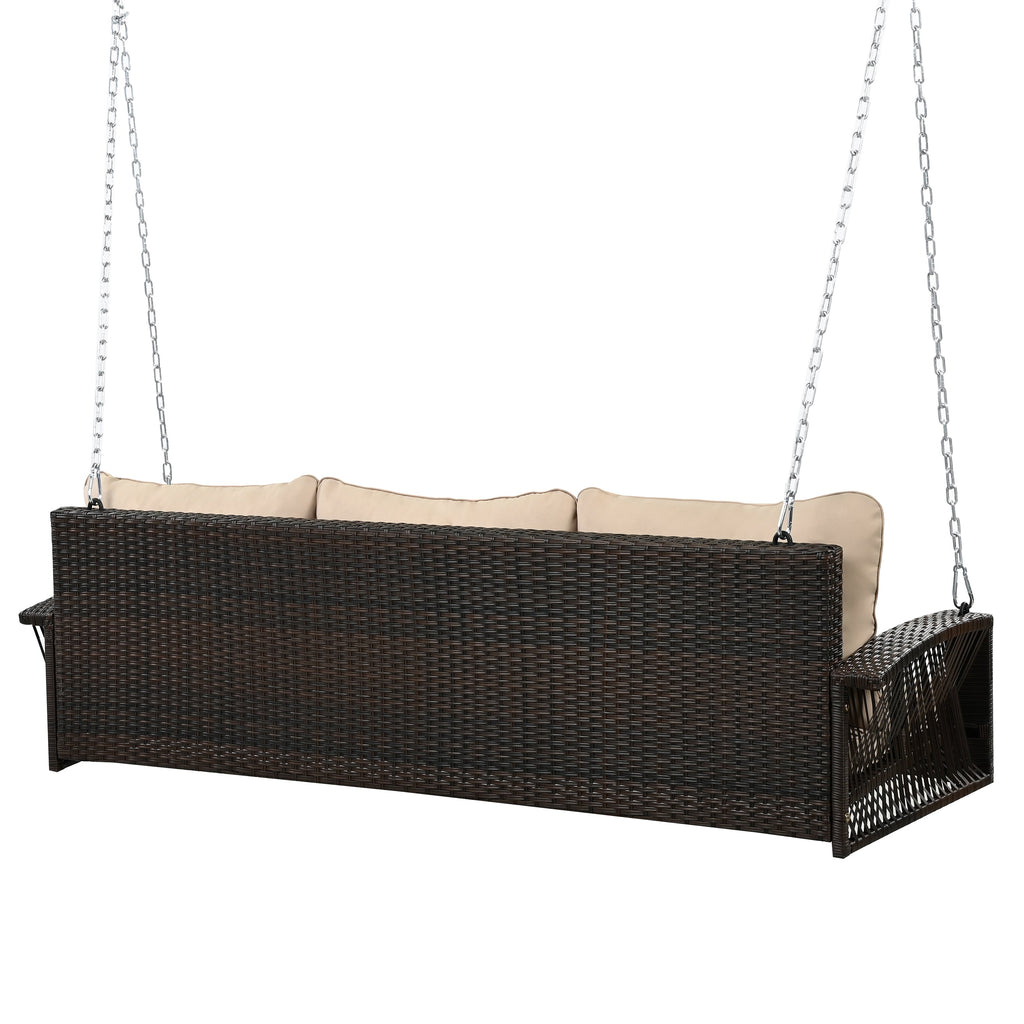 3-Person Large Porch Swing with Cushions