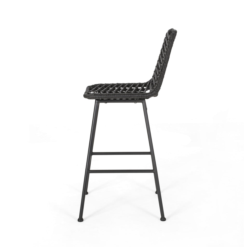 Sawtelle Outdoor Wicker Barstools, Set of 2