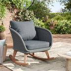 Contemporary Minimalist Wicker Rocking Chair with Cushions