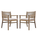 Outdoor Dining Chair with Rope Design Back and Seat Cushion, Set of 2