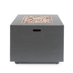 33" Outdoor Iron Square Propane Fire Pit, Tank Inside, 50,000 BTU