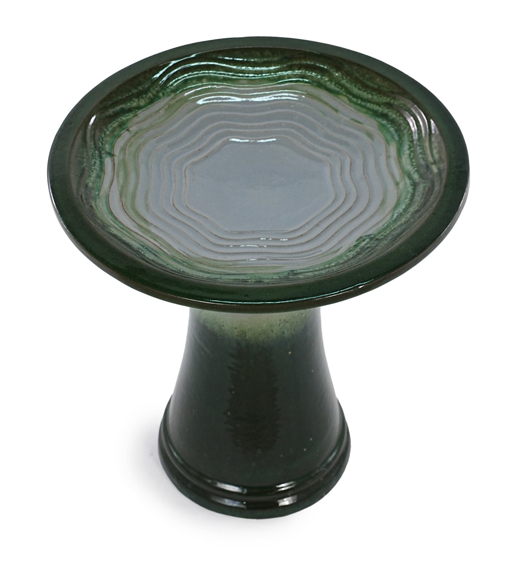17'' Green Ombre Ceramic Bird Bath