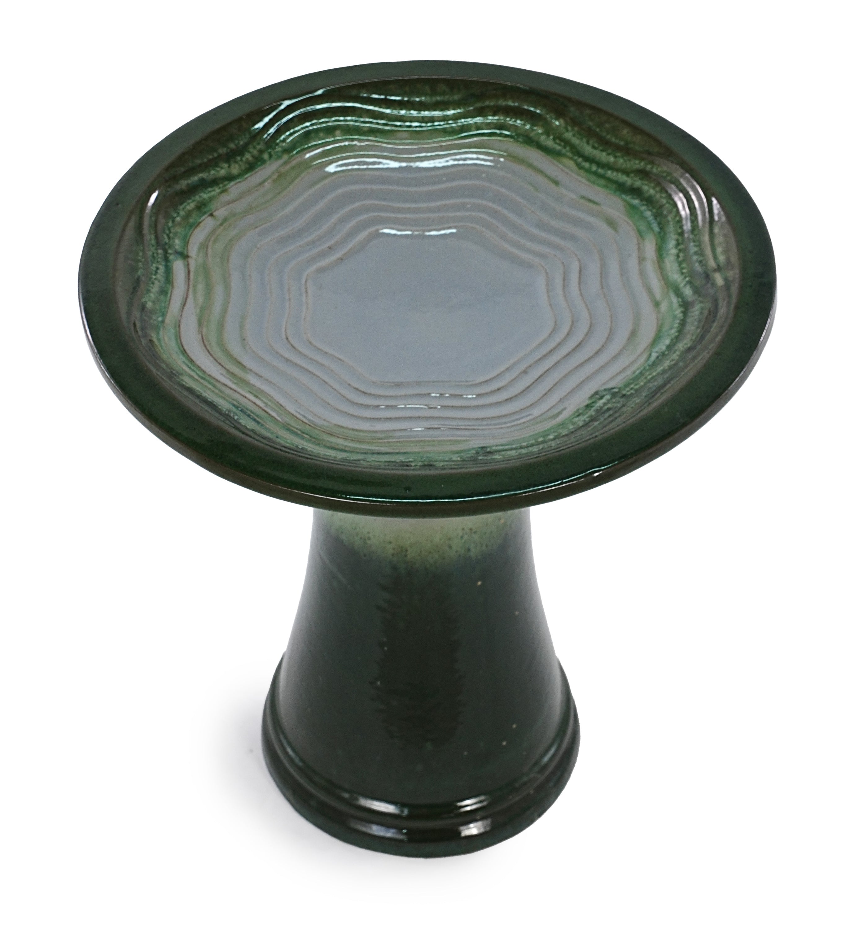 17'' Green Ombre Ceramic Bird Bath