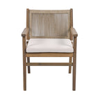 Outdoor Dining Chair with Rope Design Back and Seat Cushion, Set of 2