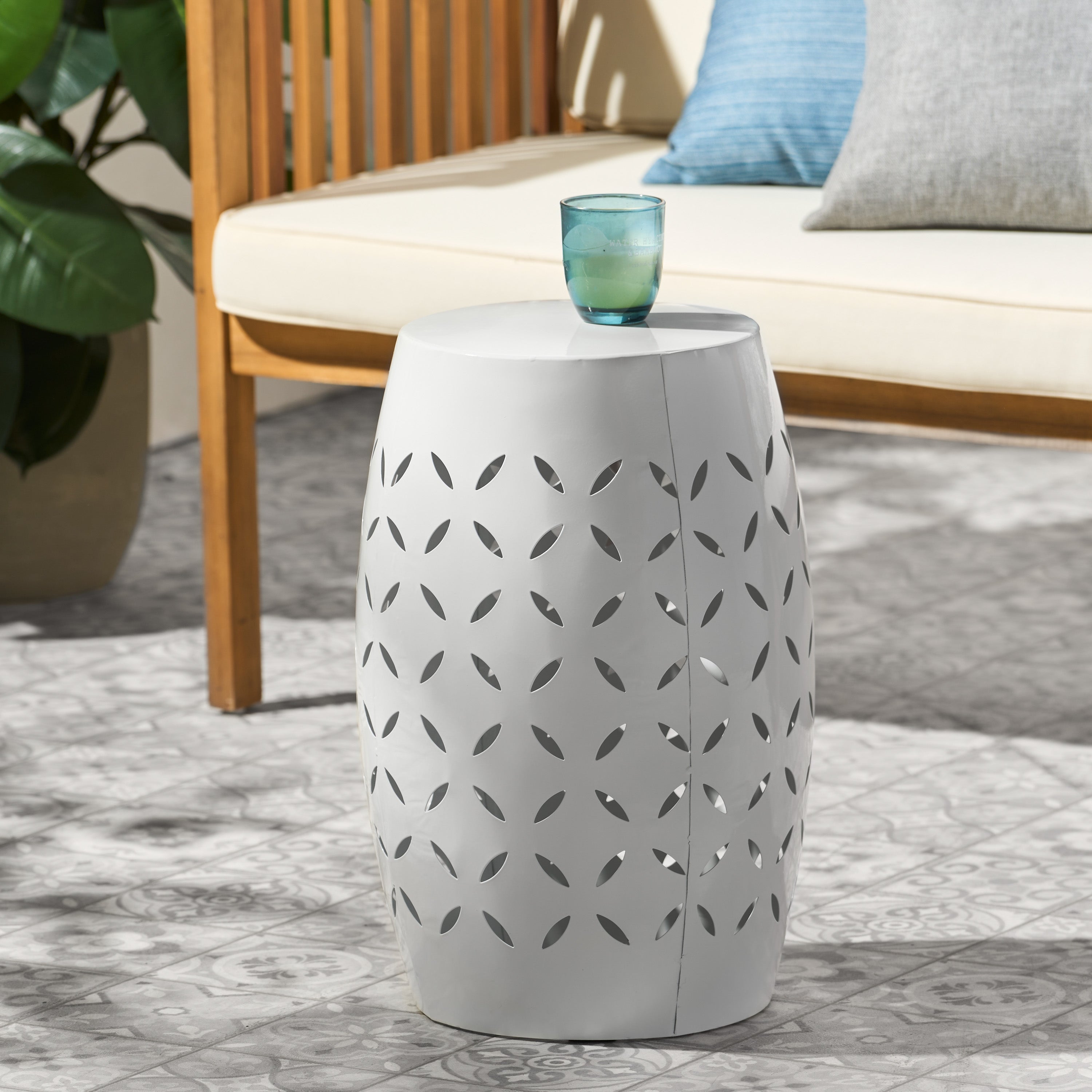 Lilac Outdoor Metal Cutout Accent Table