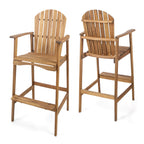 Outdoor Acacia Wood Adirondack Barstools, Set of 2