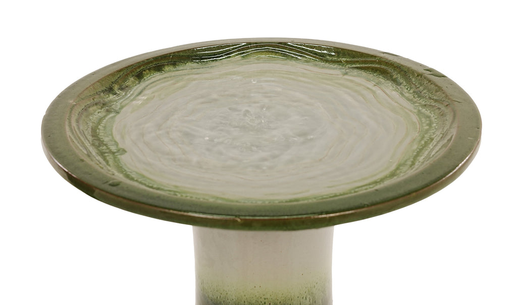 17'' Green Ombre Ceramic Bird Bath