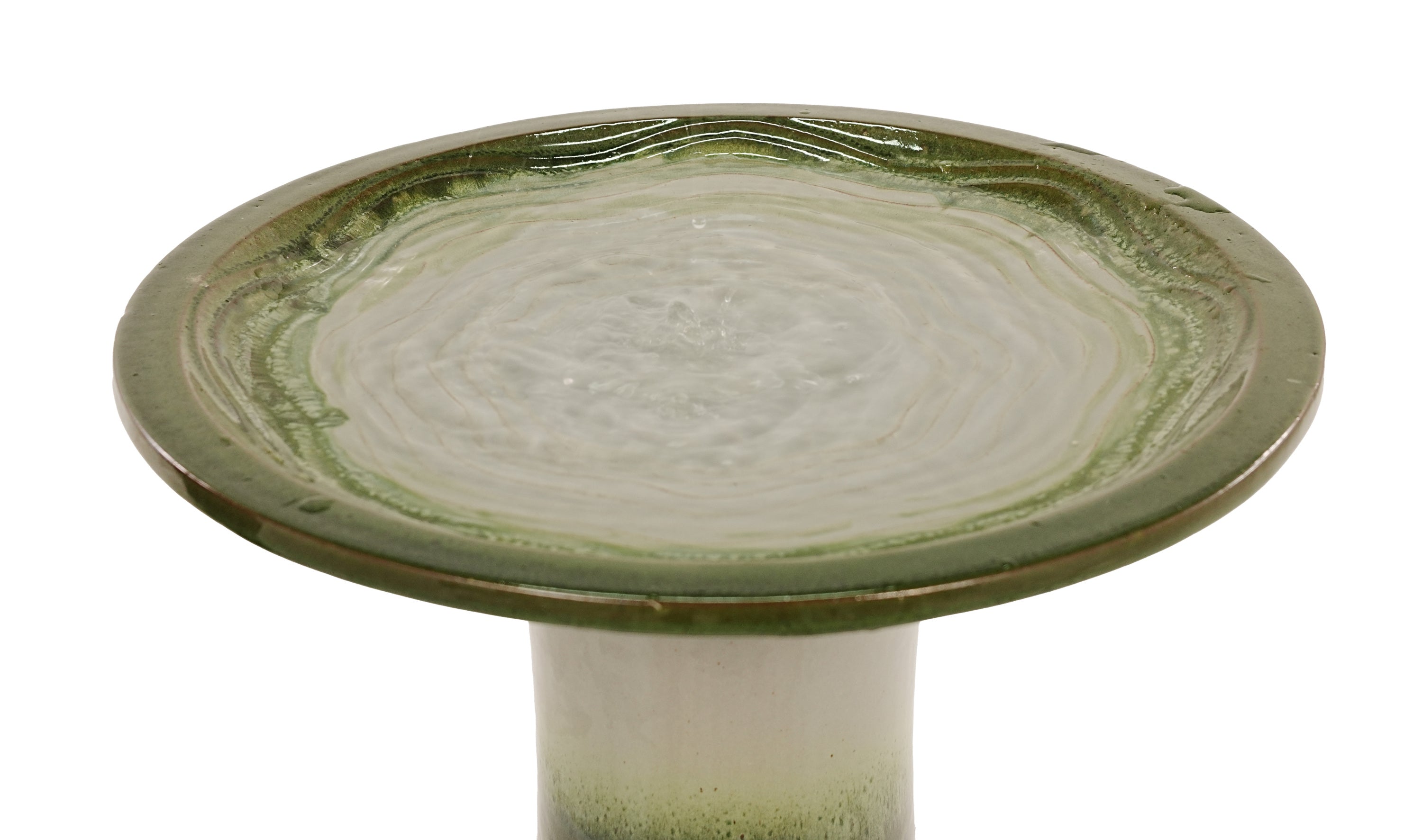 17'' Green Ombre Ceramic Bird Bath