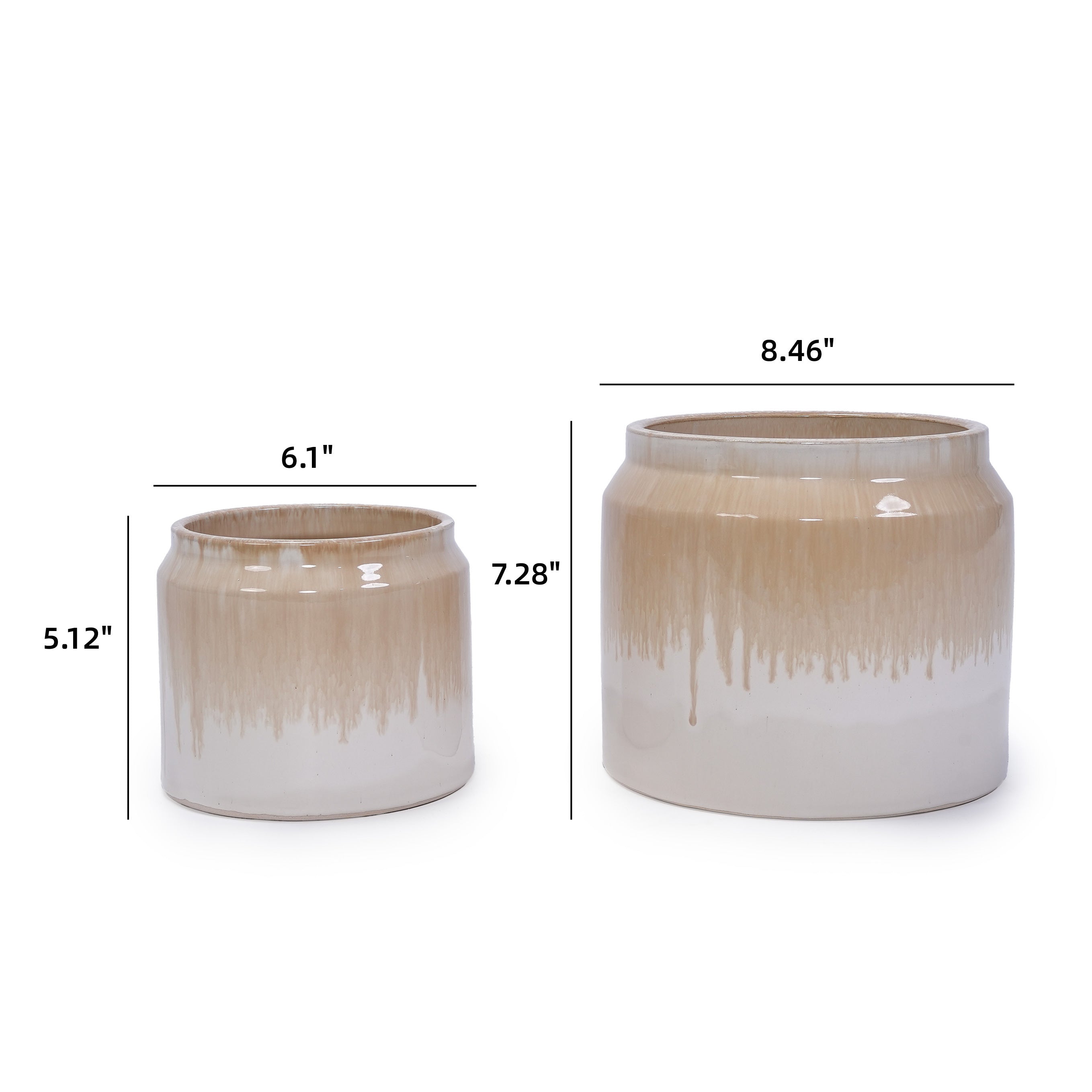 Rumi Beige Handmade Ceramic Planter, Set of 2