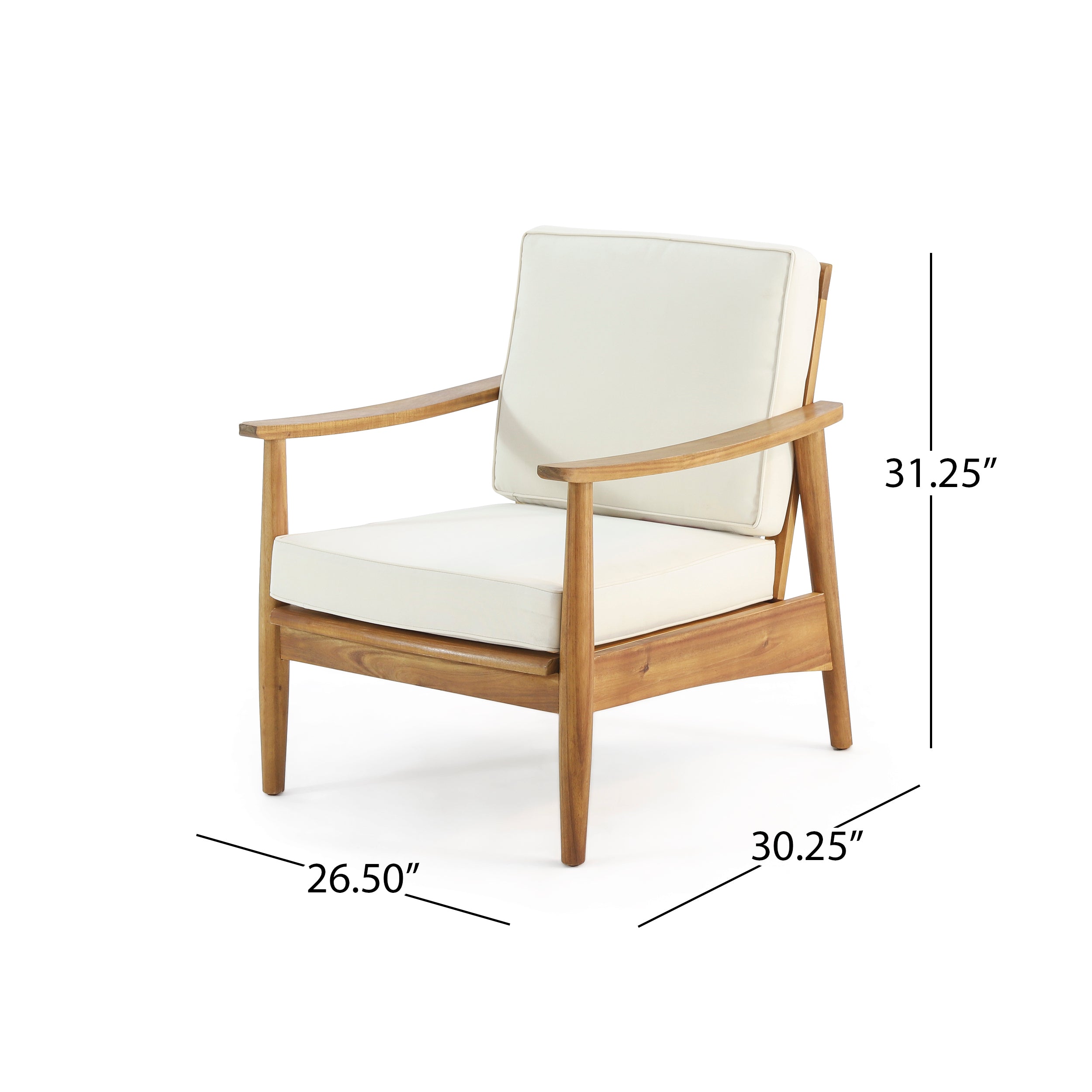 Ellsworth Outdoor Acacia Wood Club Chair