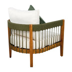 Azari Outdoor Acacia Wood Club Chair with Handwoven Rope Accents & Curved Backrest