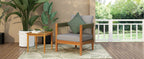 Azari Outdoor Acacia Wood Club Chair with Handwoven Rope Accents & Curved Backrest