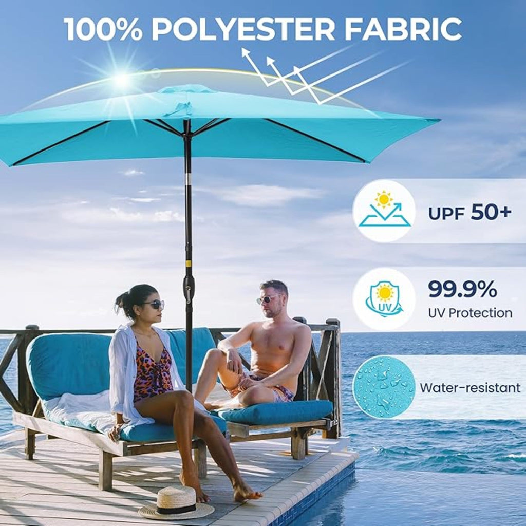 6.5 x 10 ft Rectangular Patio Umbrella with Crank, Base Not Included