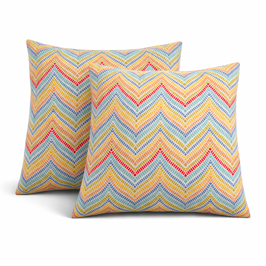 Summer Chevron 18x18 Waterproof & Fade-Resistant Outdoor Throw Pillows, Set of 2