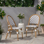 PE Rattan French Bistro Chair with Aluminum Frame, Set of 2